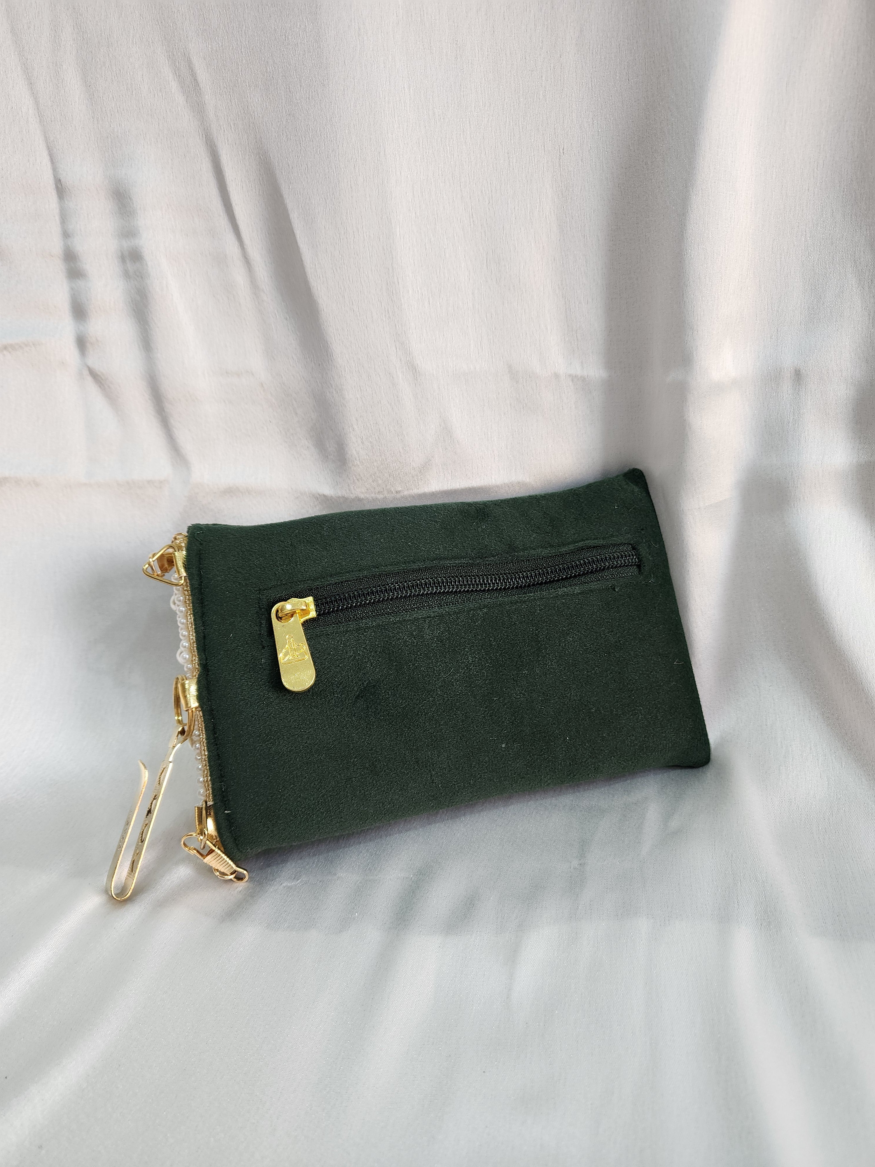Velvet Crossbody Cell Phone sling  Bag - Green