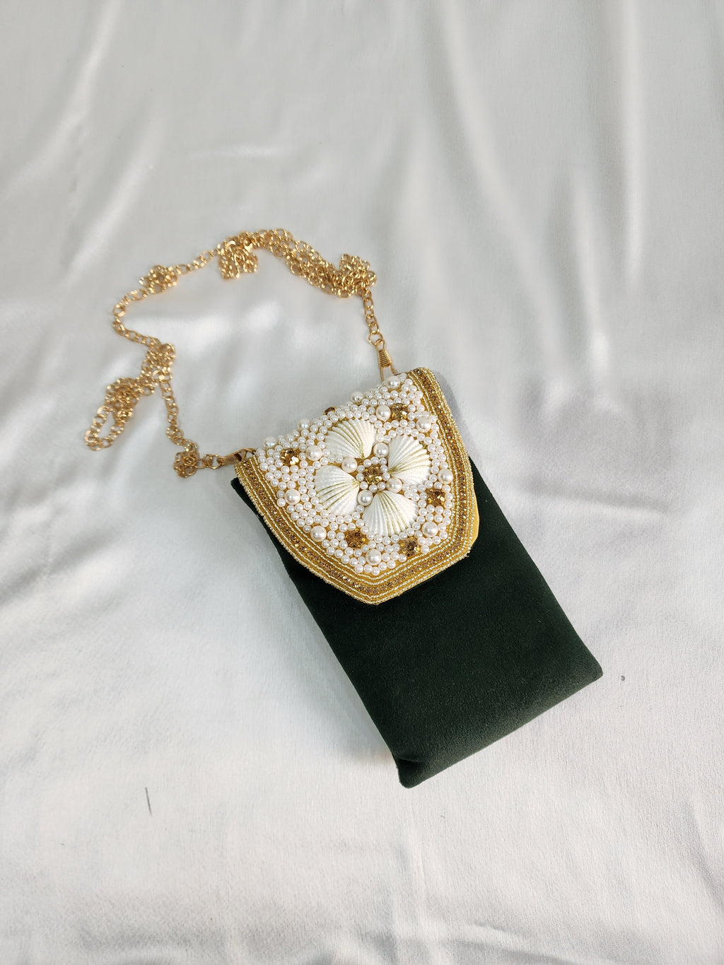 Velvet Crossbody Cell Phone sling  Bag - Green