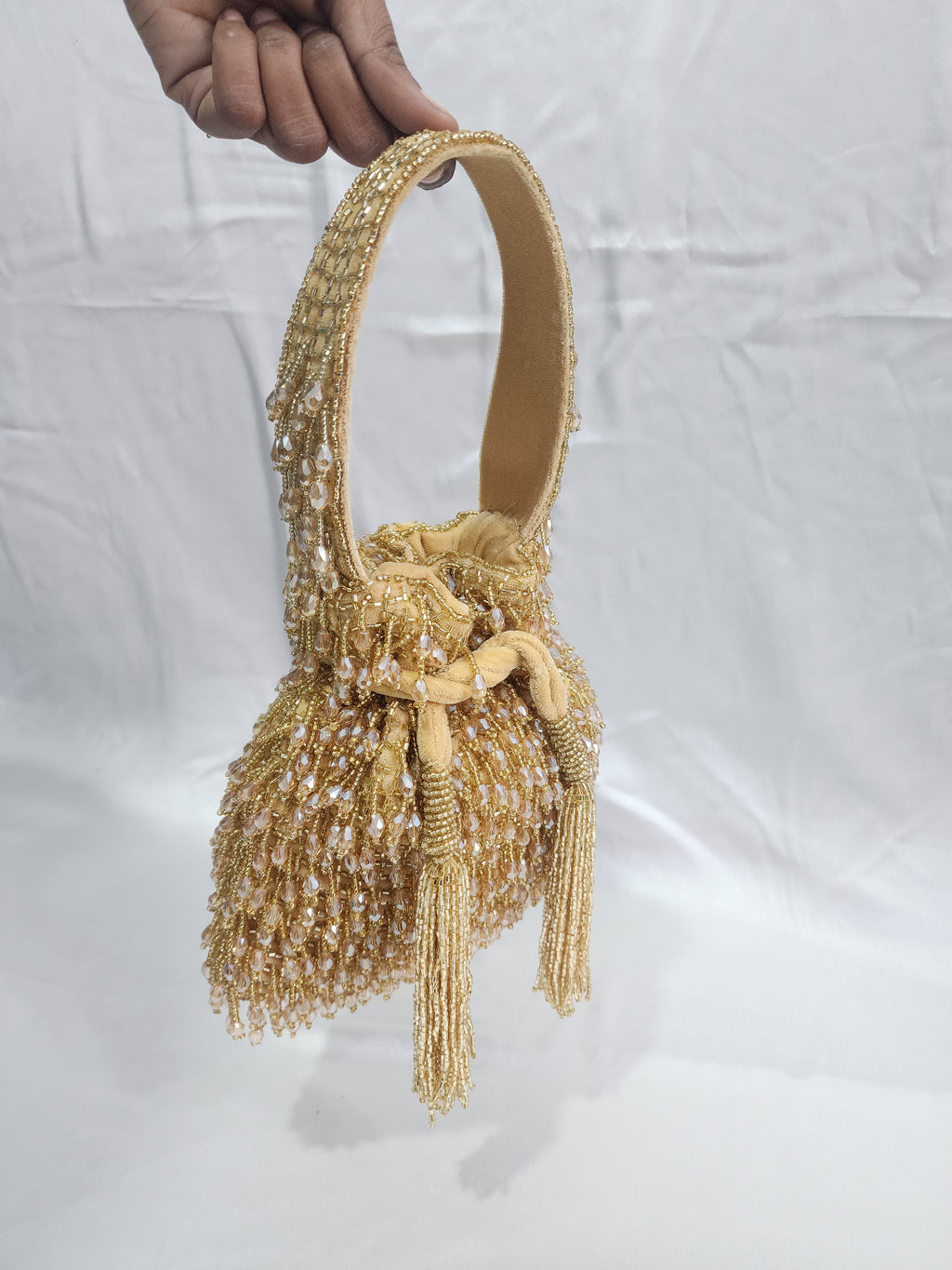 Beaded Potli bag - Golden