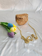 Handmade Rose Gold Mirror Clutch Purse with Sling