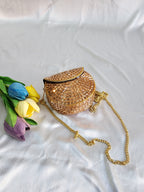 Handmade Rose Gold Mirror Clutch Purse with Sling