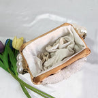 Wooden Rattan Bag with Pearl Sling