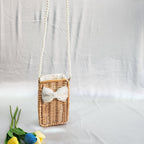 Wooden Rattan Bag with Pearl Sling
