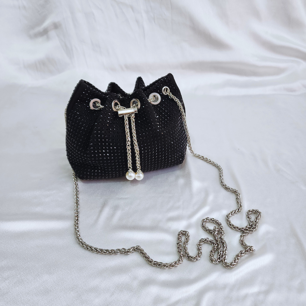 Sequence Beaded Sling Purse - Black