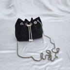 Sequence Beaded Sling Purse - Black