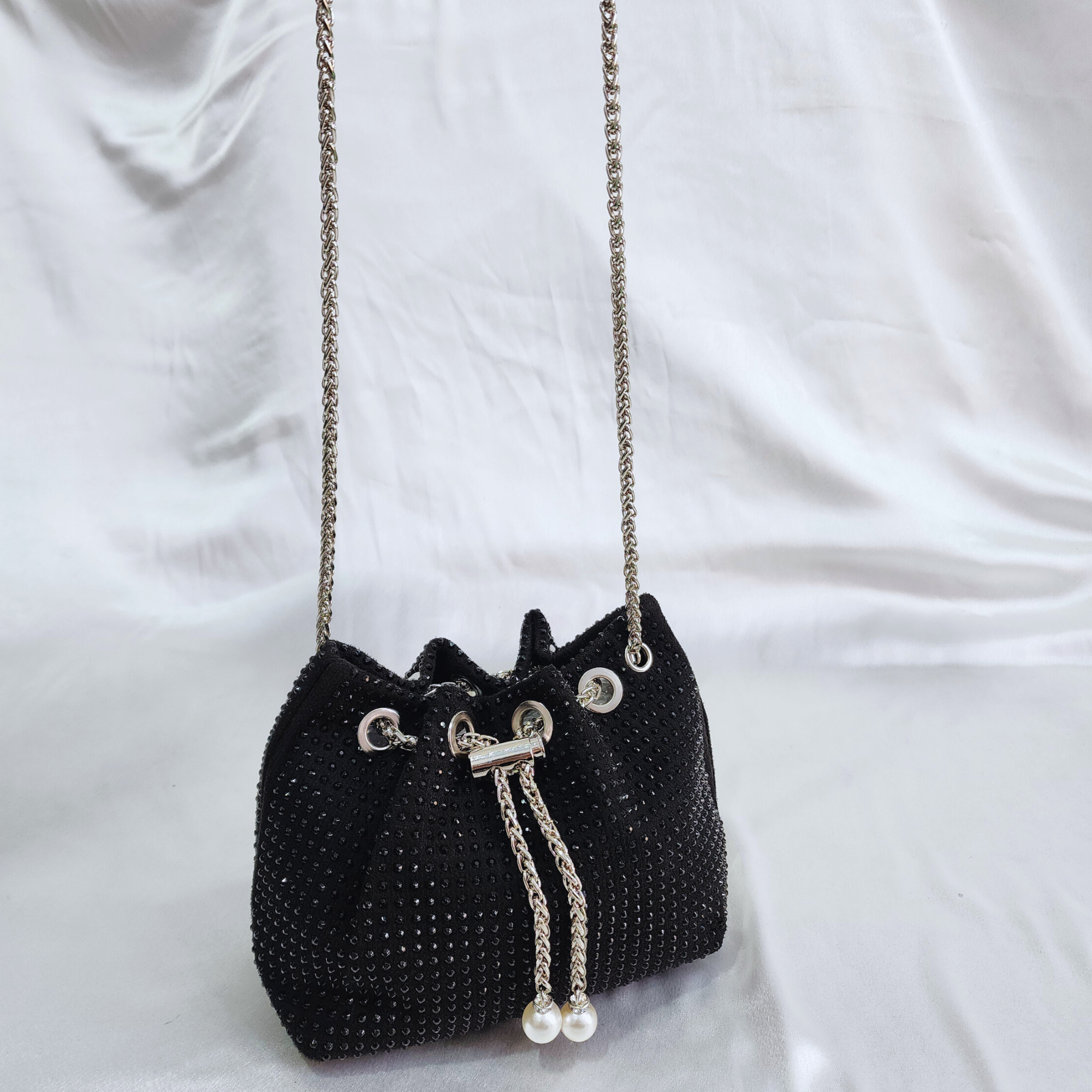 Sequence Beaded Sling Purse - Black