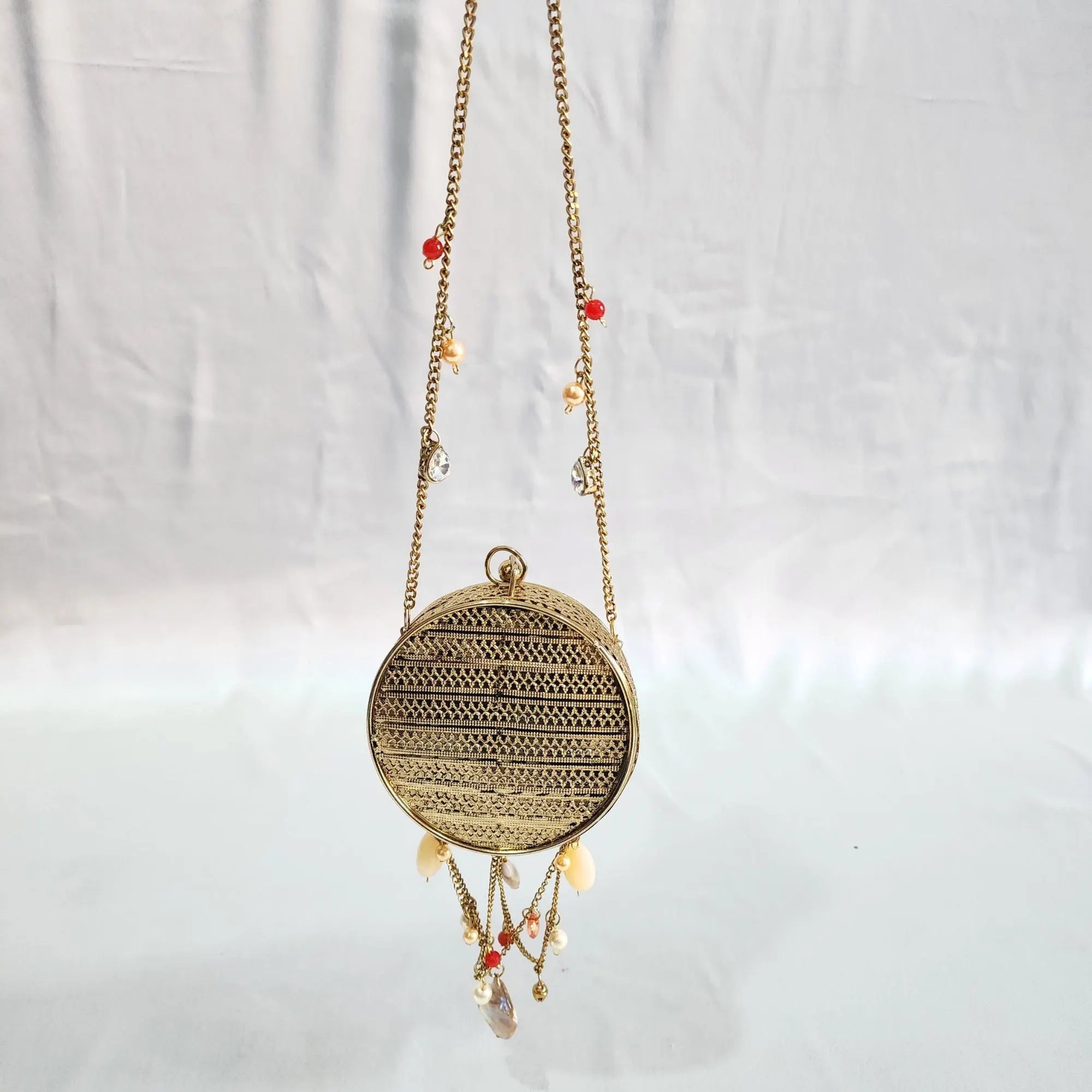 Crystal Mini Clutch Purse - Brass Golden