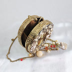 Crystal Mini Clutch Purse - Brass Golden