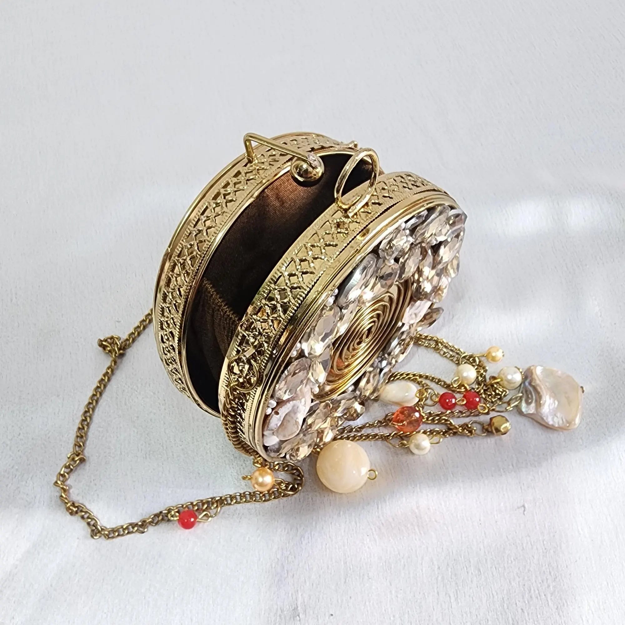 Crystal Mini Clutch Purse - Brass Golden