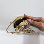 Crystal Mini Clutch Purse - Brass Golden