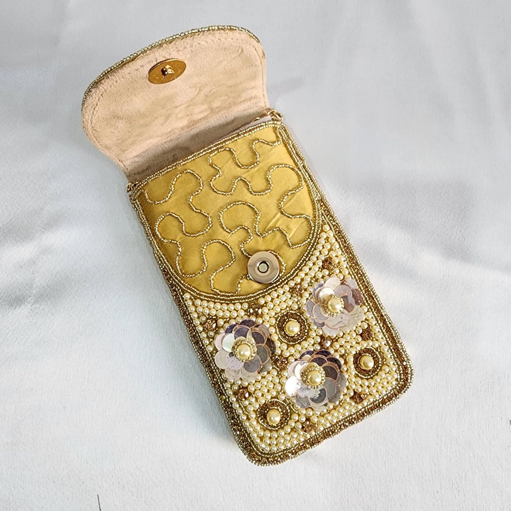 Mini crossbody Phone holder Purse - Golden