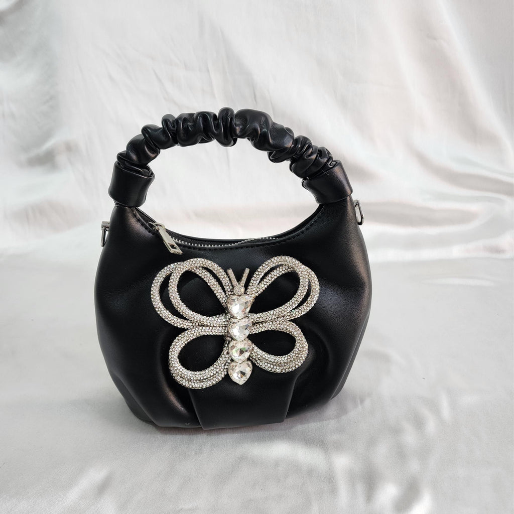Crystal Beaded Mini Sling Bag - Black
