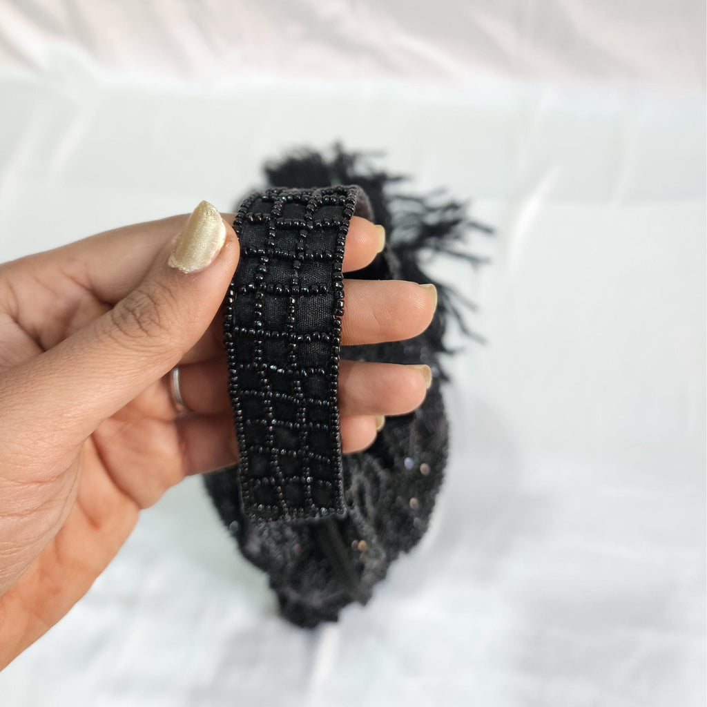 Beaded Sequin Potli Bag - Black