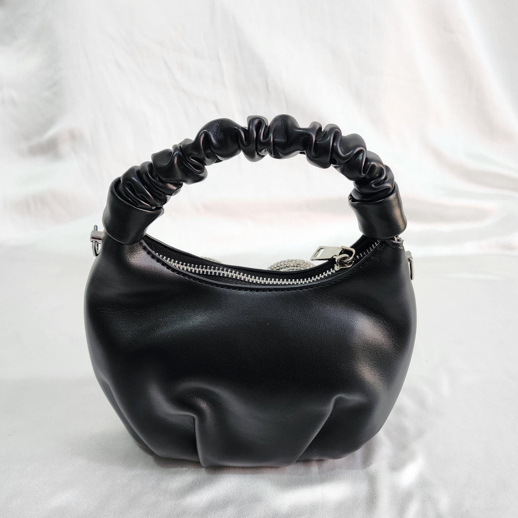Crystal Beaded Mini Sling Bag - Black