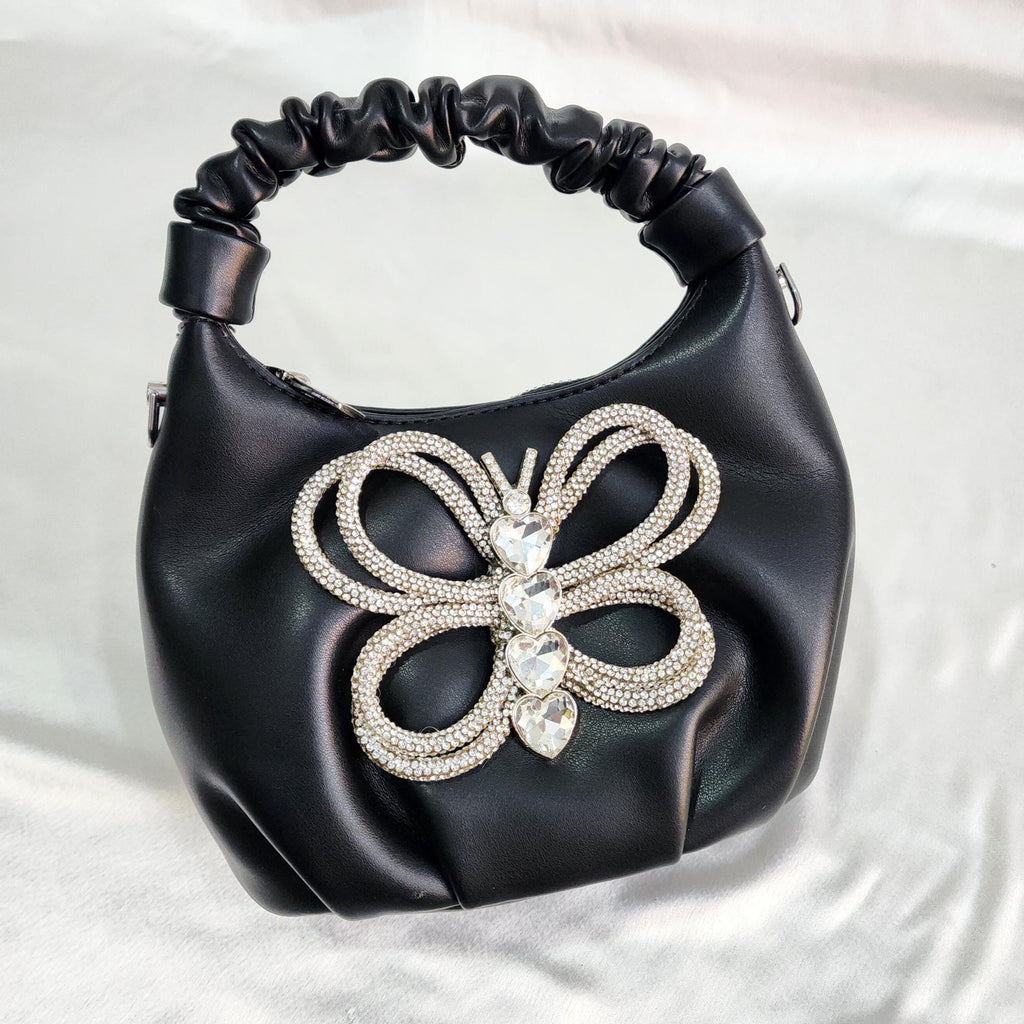 Crystal Beaded Mini Sling Bag - Black