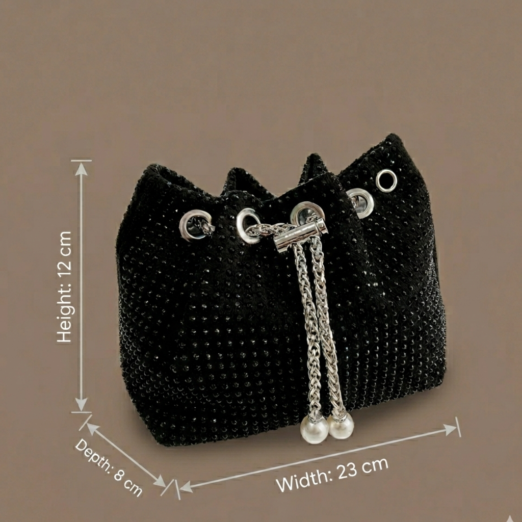 Sequence Beaded Sling Purse - Black