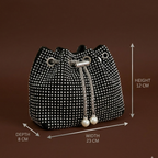 Sequence Beaded Sling Purse - Black n Silver
