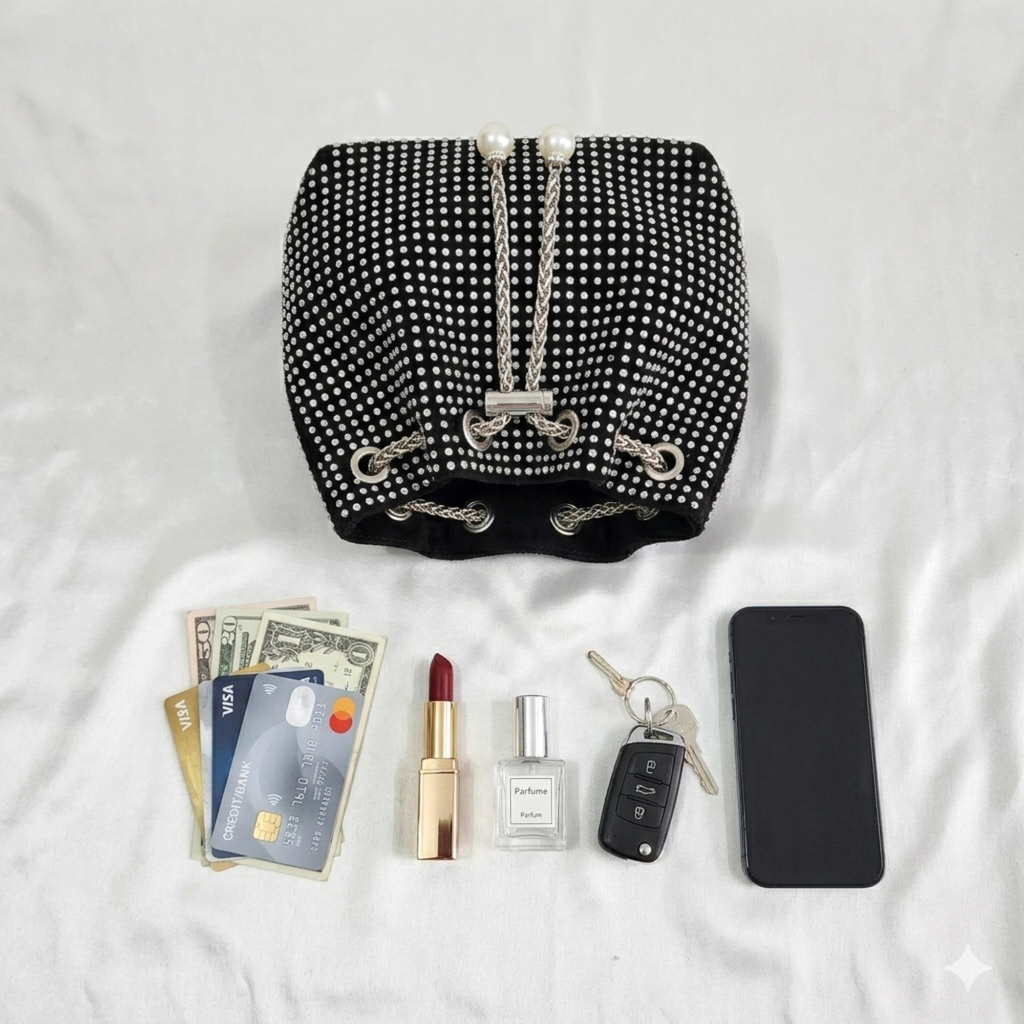 Sequence Beaded Sling Purse - Black n Silver