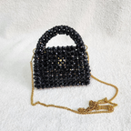 Black Crystal Beaded Bag with Sling Evening Party Wear