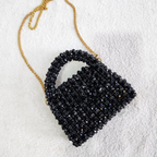 Black Crystal Beaded Bag with Sling Evening Party Wear