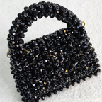 Black Crystal Beaded Bag with Sling Evening Party Wear