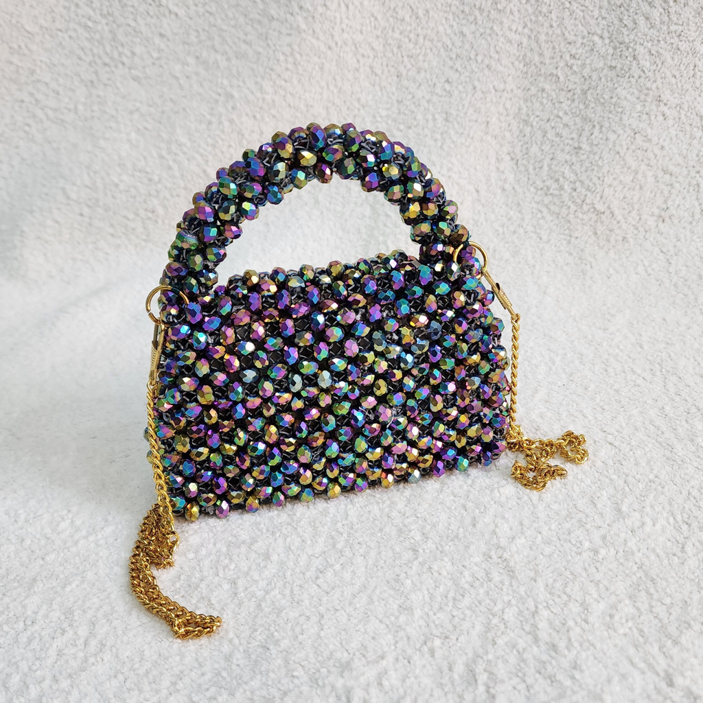 Crystal Beaded Clutch Bag - Multicolour