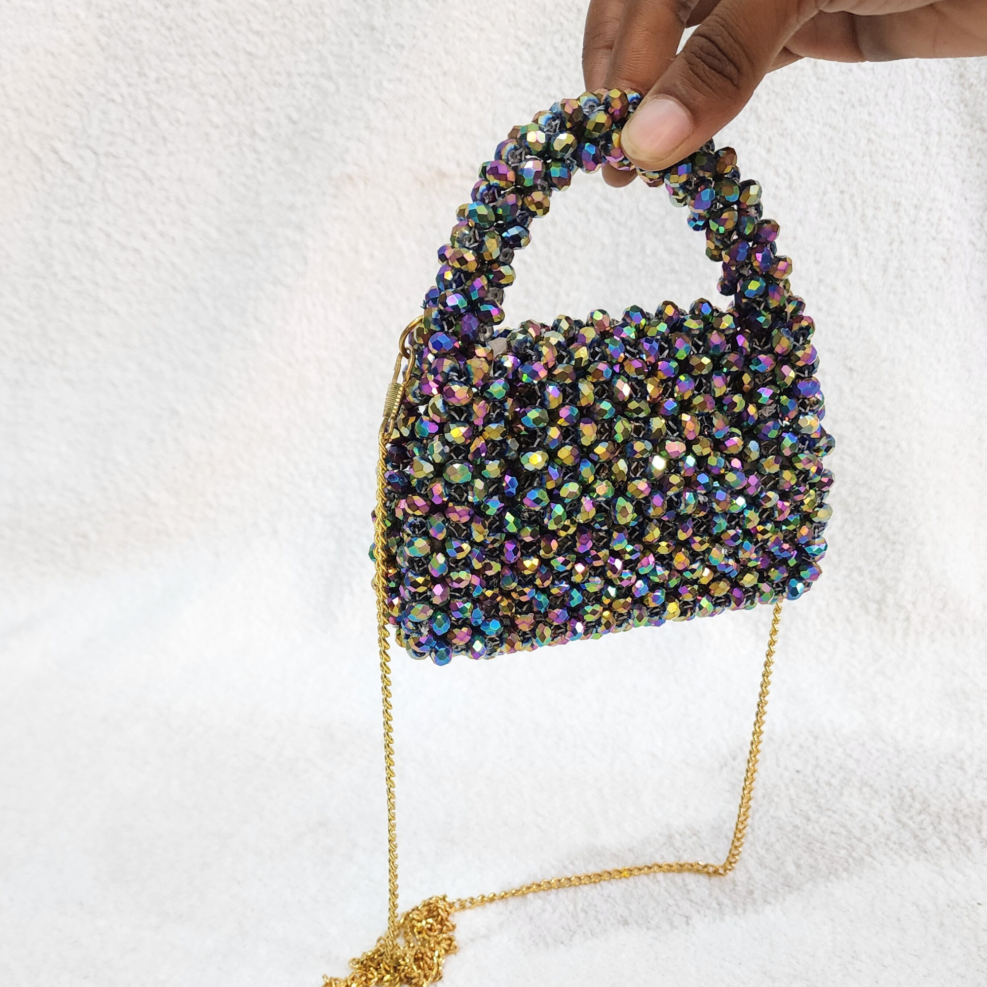 Crystal Beaded Clutch Bag - Multicolour