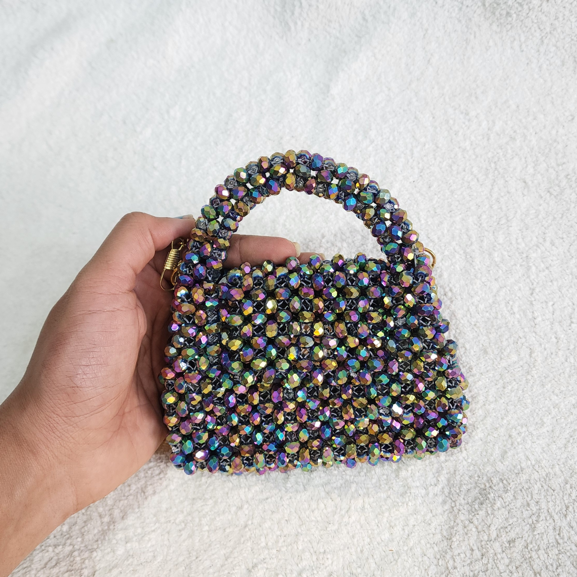 Crystal Beaded Clutch Bag - Multicolour