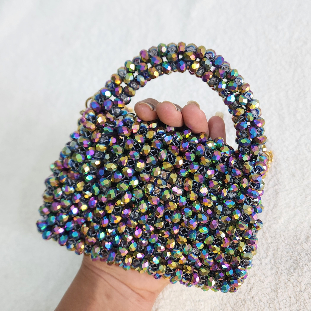 Crystal Beaded Clutch Bag - Multicolour