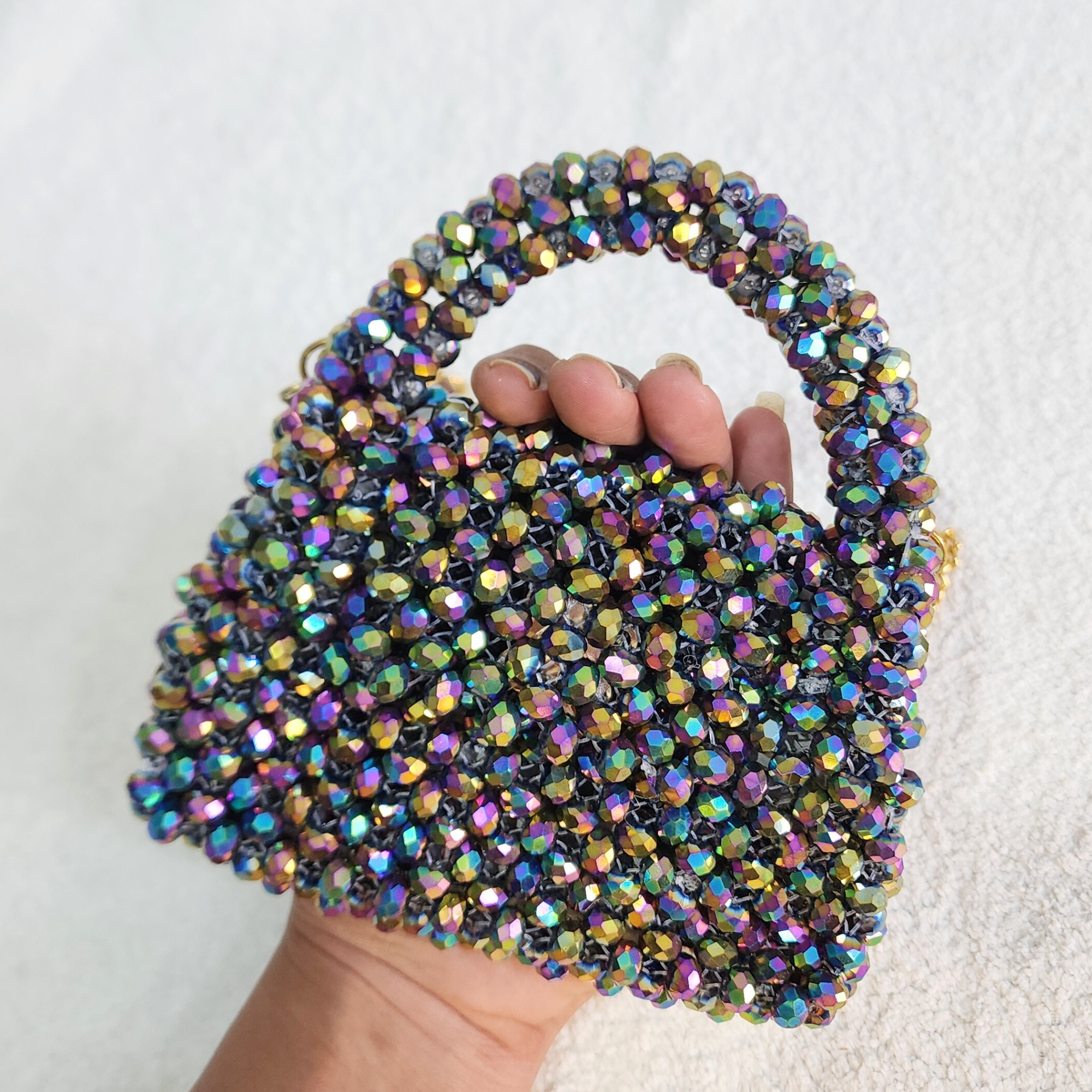 Crystal Beaded Clutch Bag - Multicolour