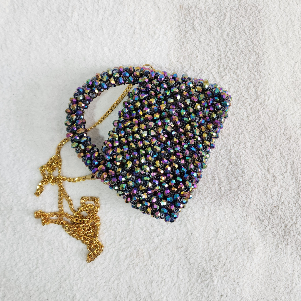 Crystal Beaded Clutch Bag - Multicolour