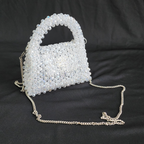 Silver Crystal Bag with Sling Evening Party Wear