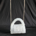 Silver Crystal Bag with Sling Evening Party Wear