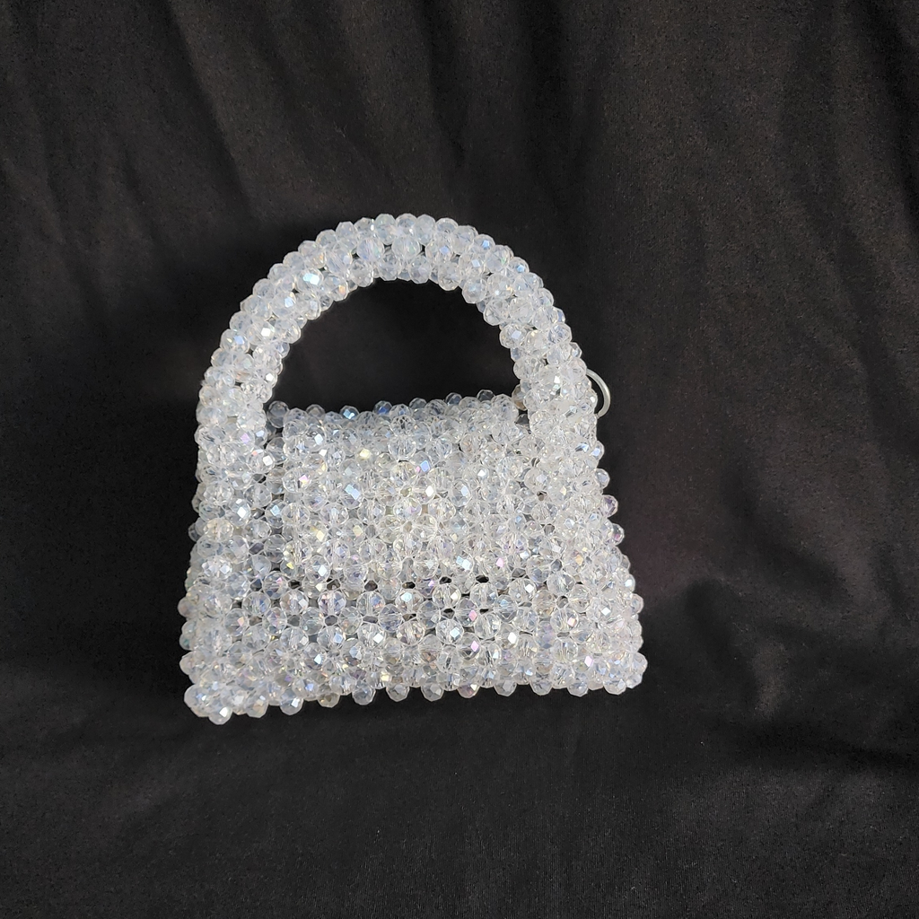 Silver Crystal Bag with Sling Evening Party Wear