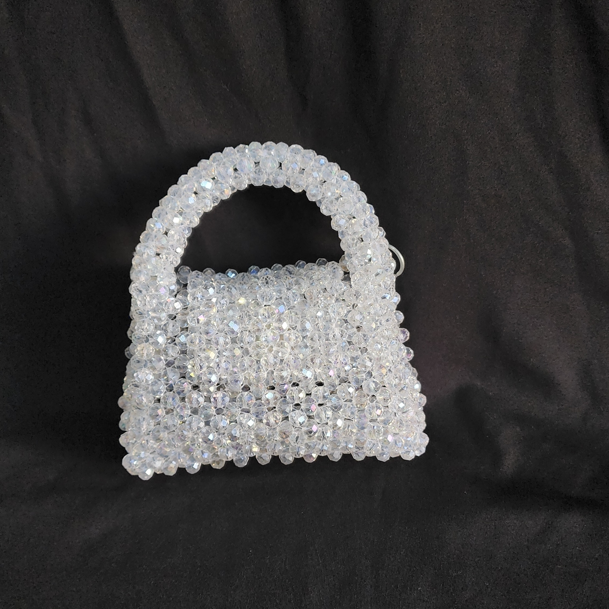 Silver Crystal Bag with Sling Evening Party Wear