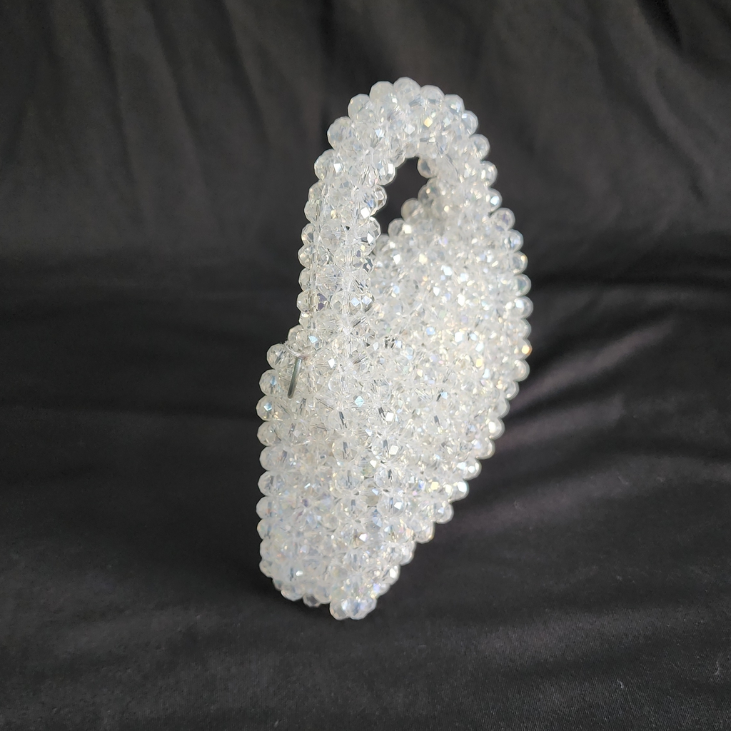 Silver Crystal Bag with Sling Evening Party Wear