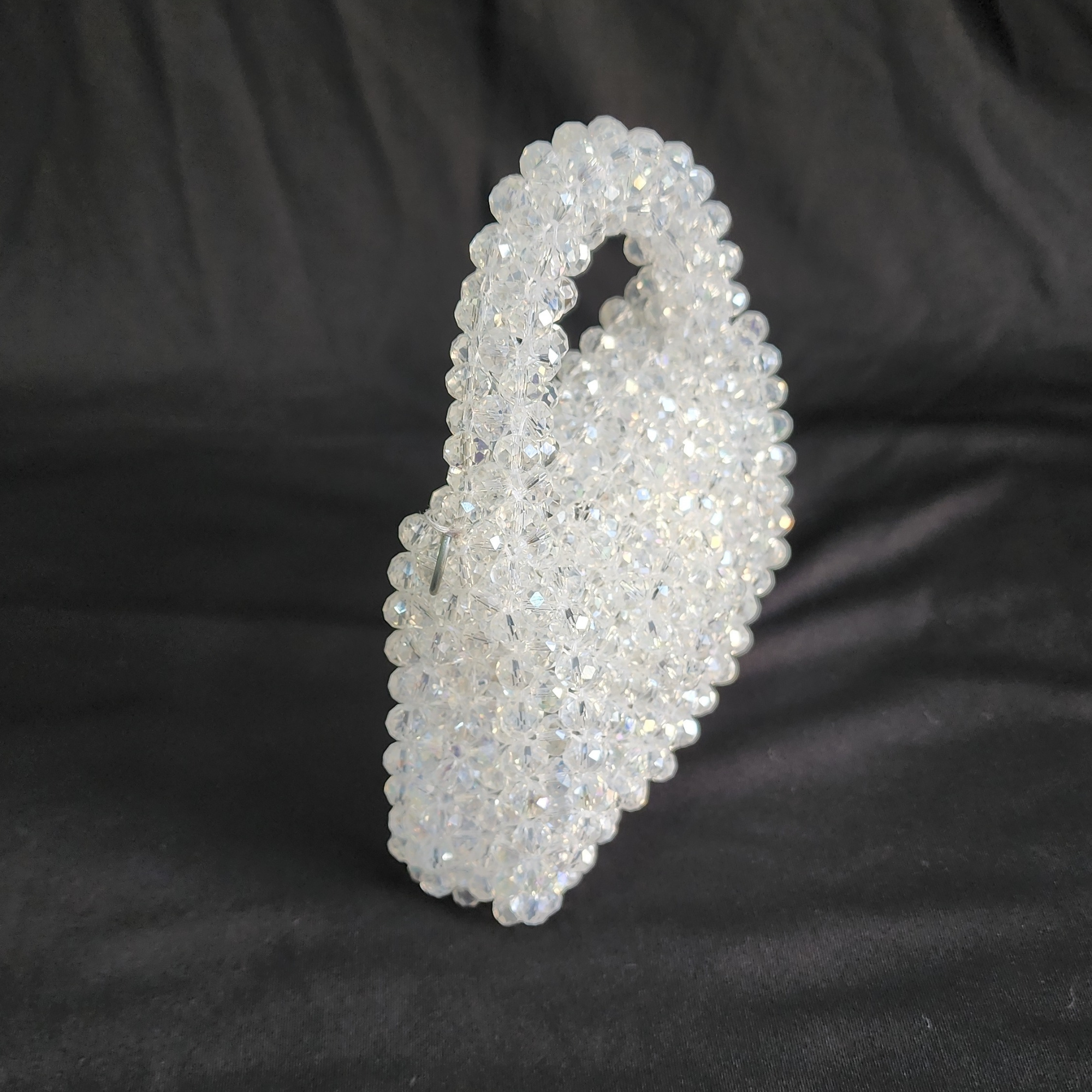 Silver Crystal Bag with Sling Evening Party Wear