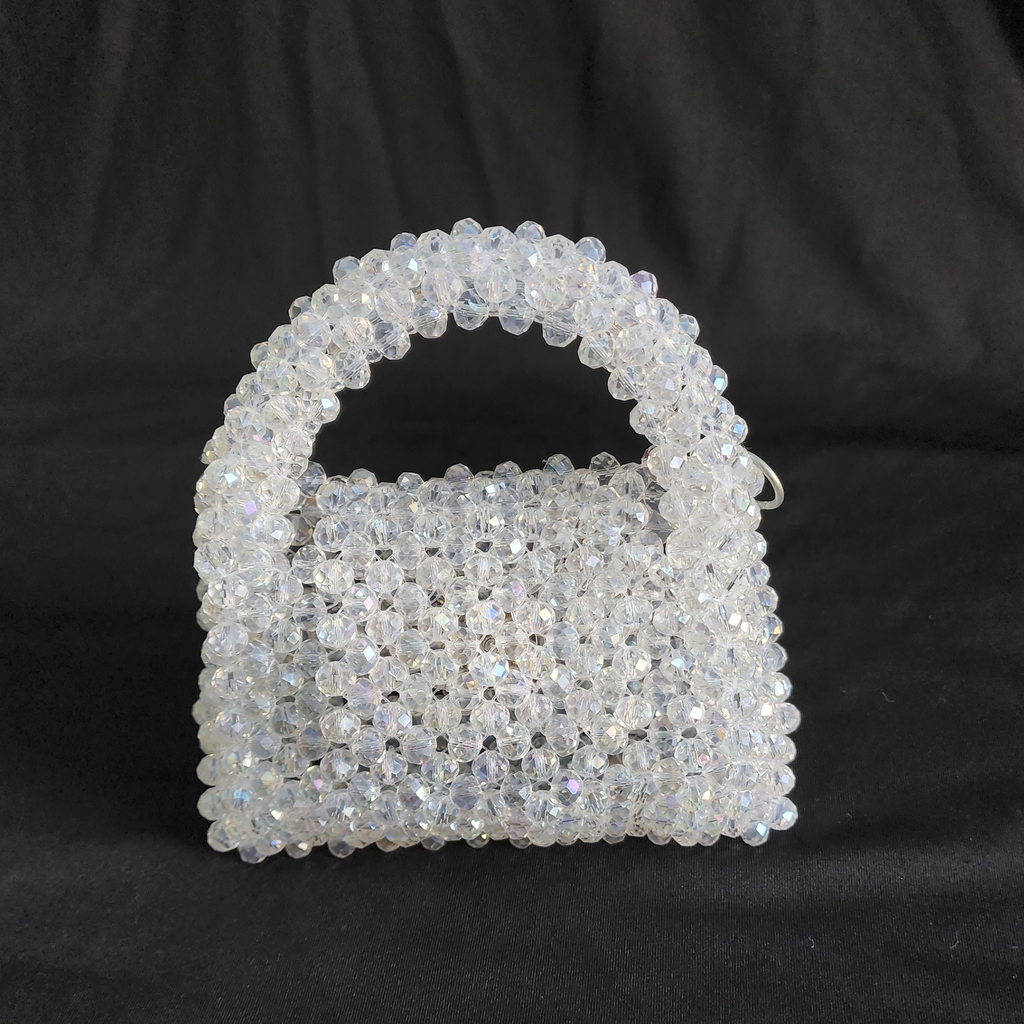 Silver Crystal Bag with Sling Evening Party Wear