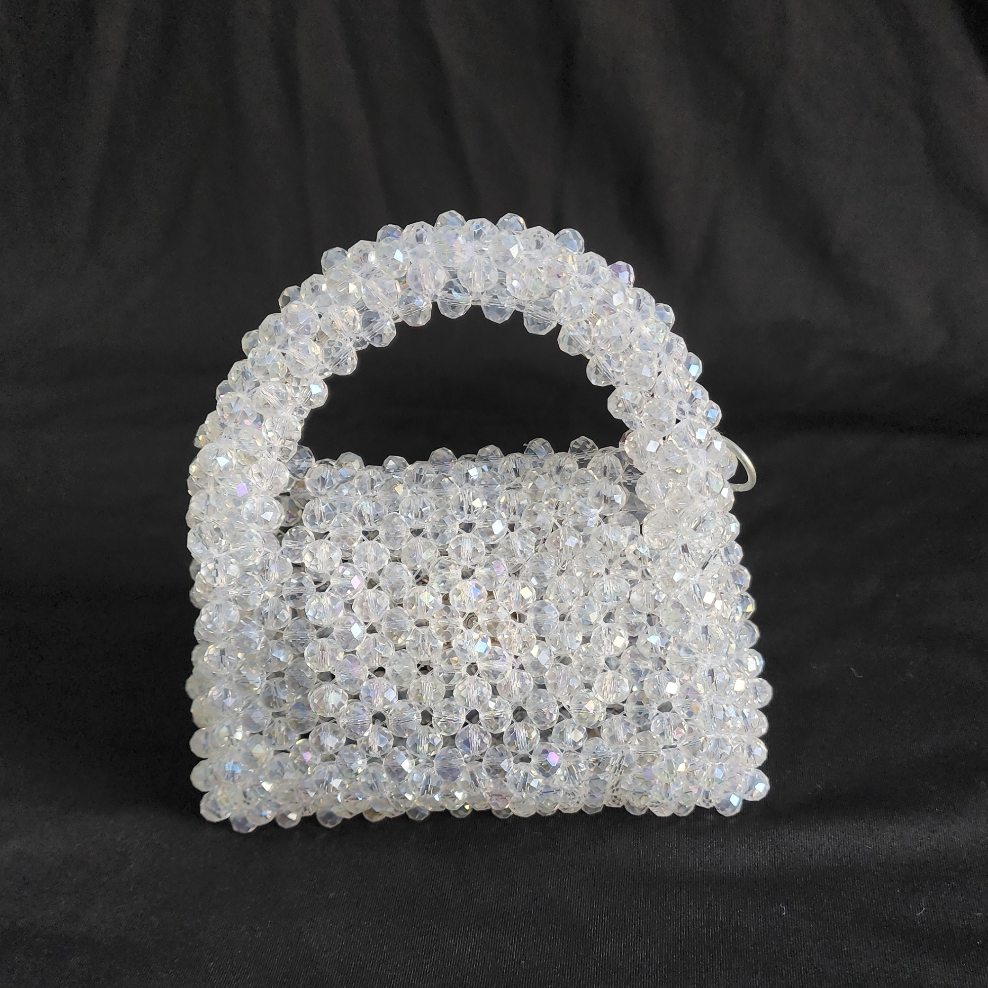 Silver Crystal Bag with Sling Evening Party Wear