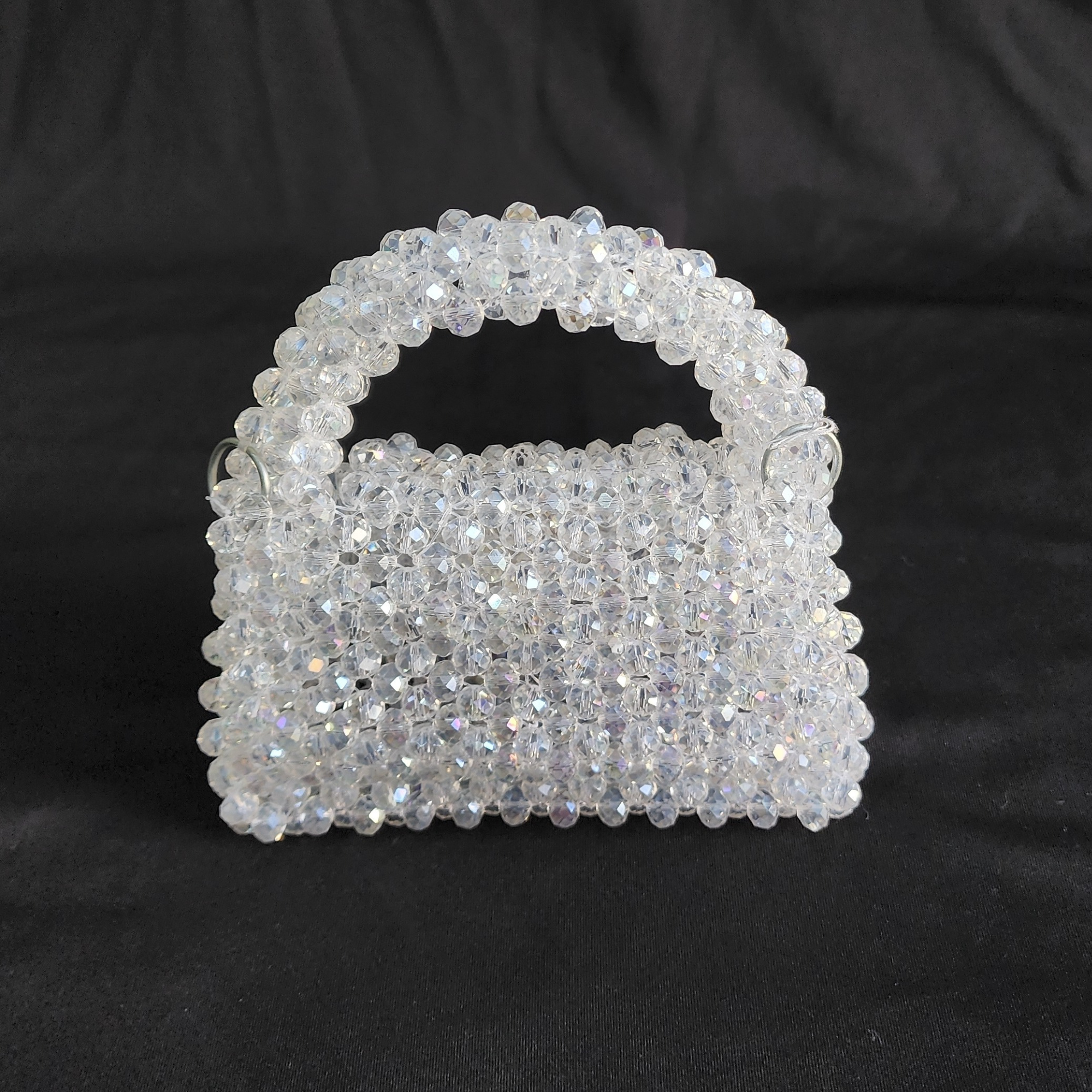 Silver Crystal Bag with Sling Evening Party Wear