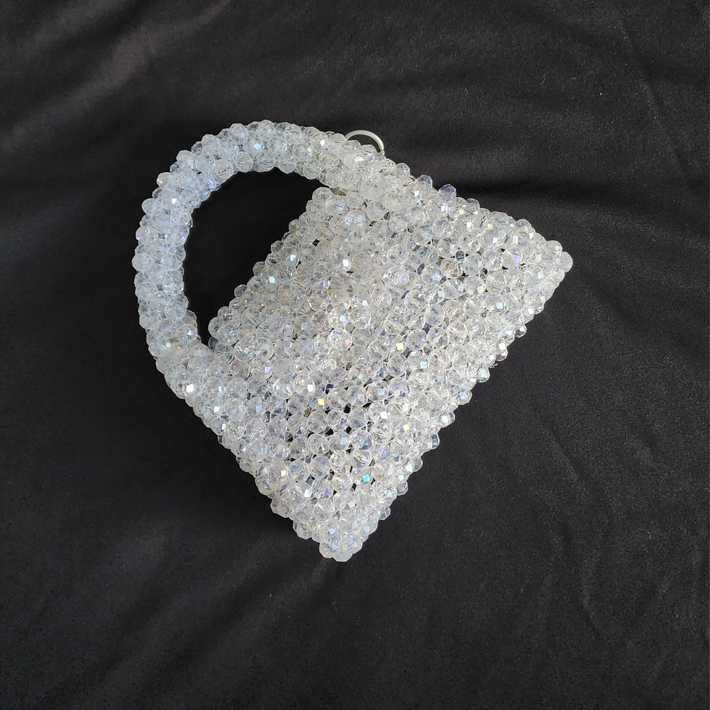 Silver Crystal Bag with Sling Evening Party Wear
