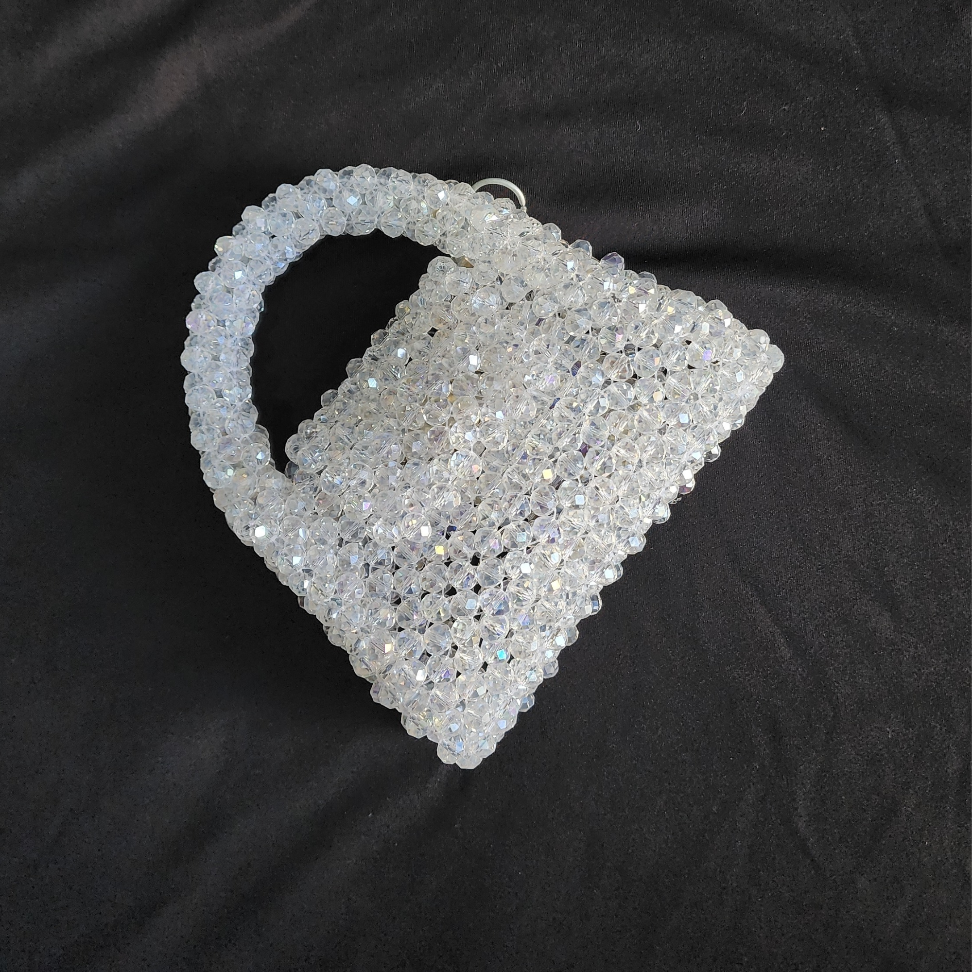 Silver Crystal Bag with Sling Evening Party Wear