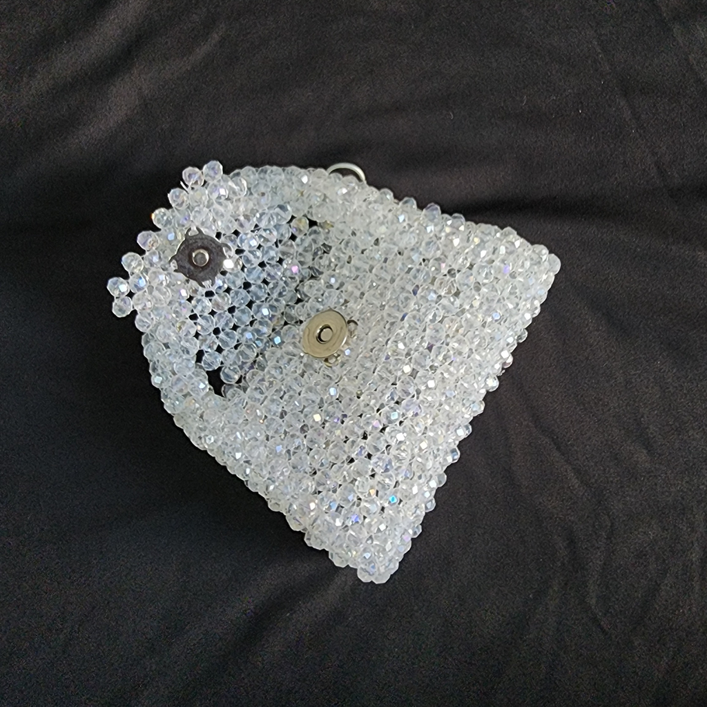 Silver Crystal Bag with Sling Evening Party Wear