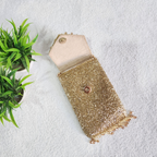 Handmade Crystal Beaded Mobile Phone Bag Golden