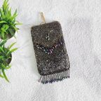 Handmade Crystal Beaded Mobile Phone Bag Black