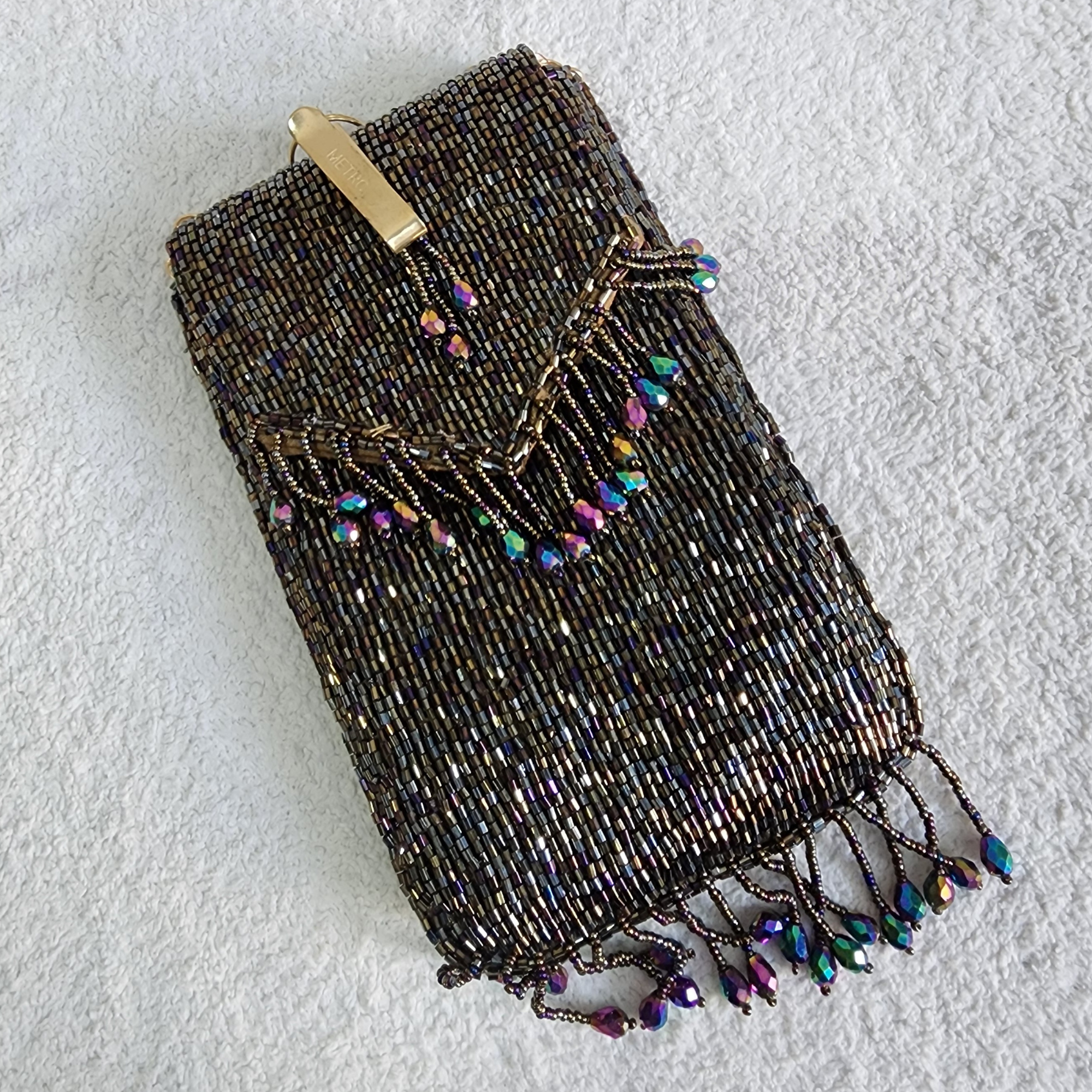 Handmade Crystal Beaded Mobile Phone Bag Black