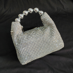 Beaded Hand Bag with Pearl and Sling - Silver