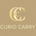 Gold logo and text 'Curio Carry' on a beige background