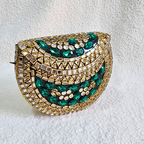 Kundan Brass Brass Clutch Green and Gold