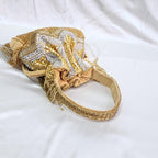 Embroidered Fringe Potli Bag - Gold Silver